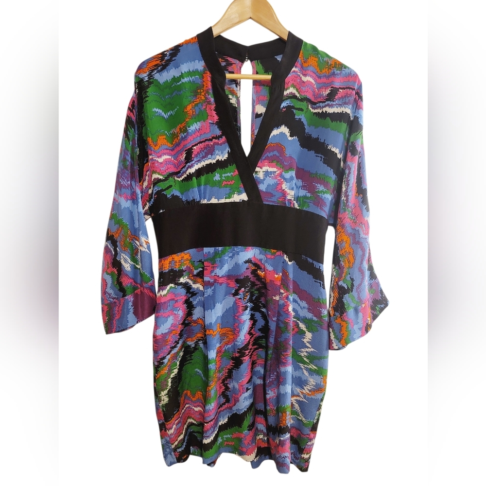 Anthropologie Plenty By Tracy Reese Abstract Print 100% Silk Kimono Dress